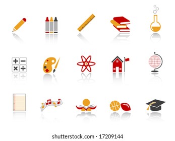 Education Icon Set - Red version