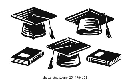 Education icon set. Study, science symbols. Vector illustration