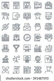 Education icon set suitable for info graphics, websites and print media. Black and white flat line icons.