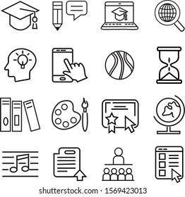 Education icon set thin line black line style