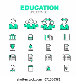 Education icon set, two colors
