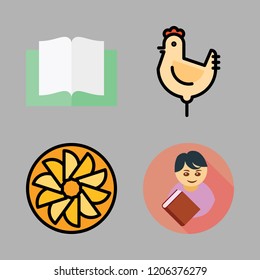 education icon set. vector set about student, open book and hebrew icons set.