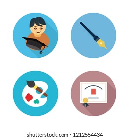 education icon set. vector set about graduate, diploma, pen and paint palette icons set.