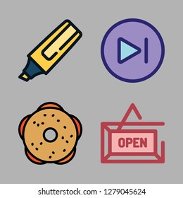 education icon set. vector set about next, hebrew, open and studying icons set.