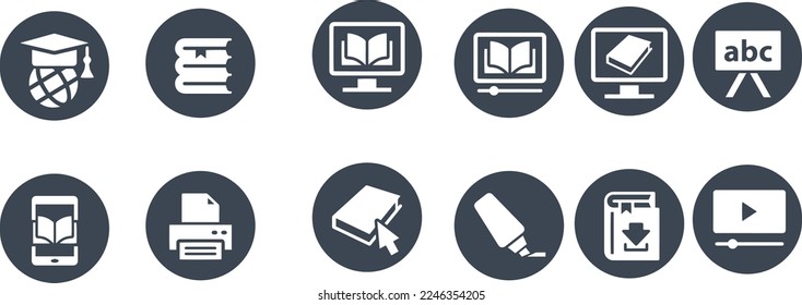 Diseño vectorial de conjunto de iconos de educación