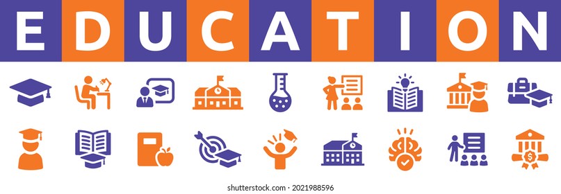 Education icon set. Vector illustration