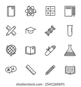 Ilustración vectorial de conjunto de iconos de educación