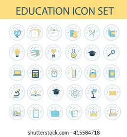 Education Icon Set. Vector illustration. Stroke design.