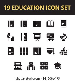 Education icon set vector isolated with solid glyph style