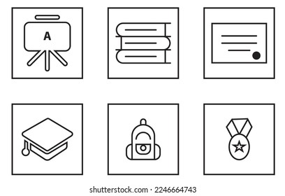 education icon set vector line