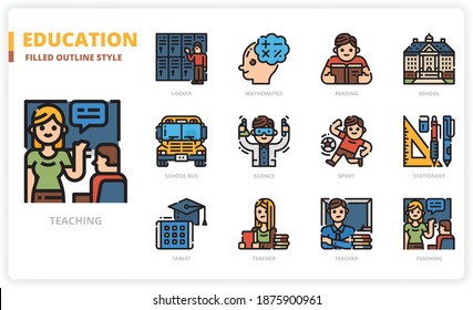 Education icon set for website, application, printing, document, poster design, etc.