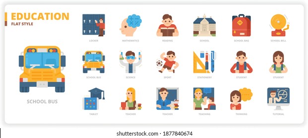 Education icon set for website, application, printing, document, poster design, etc.