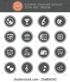 Education icon set,black button,clean vector