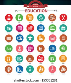 Education icon set,Colorful version,vector