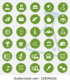 Education icon set,green version,clean vector