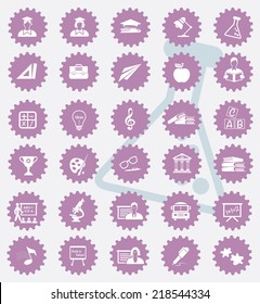 Education icon set,pink version,clean vector