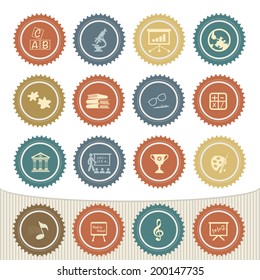 Education icon set,Retro button