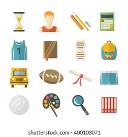 Education icon set.Vector Education icons set in flat style isolated on a white background.