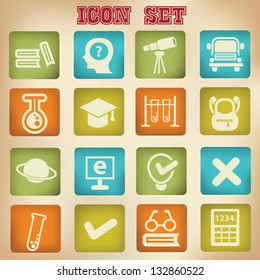 Education icon set,vintage style,vector