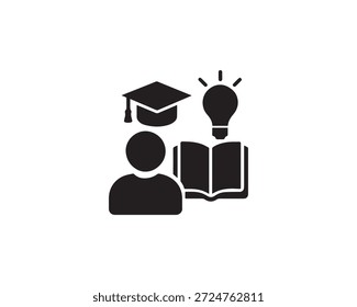 Ícone de educação silhueta ícone vetor design ilustração