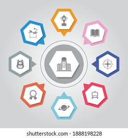 Education Icon. Simple flat vector icons set on Gray Radiant background