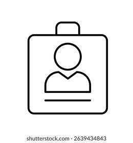 education icon. student Profile or ID. ID card with profile photo and name. smart, study, clever. Outline design style