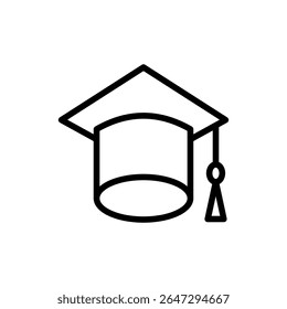 Education icon symbol for apps and websites. Graduation cap sign and symbol. Graduate. Students cap