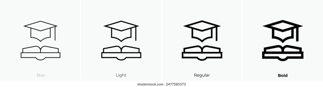 education icon. Thin, Light Regular And Bold style design isolated on white background