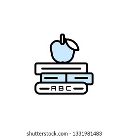 Education icon- Three book on the apple