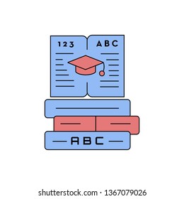 education icon- three book on the one open book with the education cap vector design