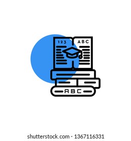 education icon- three book on the one open book with the education cap vector design