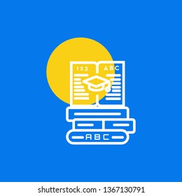education icon- three book on the one open book with the education cap vector design