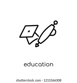 Education icon. Trendy modern flat linear vector Education icon on white background from thin line E-learning and education collection, editable outline stroke vector illustration