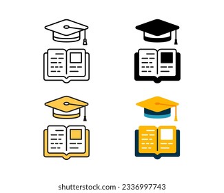 diseño vectorial de icono educativo en 4 líneas de estilo, glifo, duotono y plano