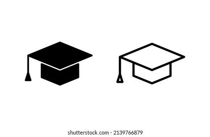 Vector de icono de educación. Signo y símbolo del tapón de graduación. Graduado. Número de estudiantes