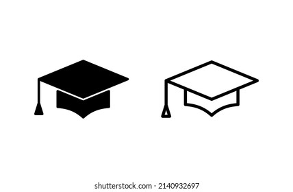 Vector de icono de educación. Signo y símbolo del tapón de graduación. Graduado. Número de estudiantes