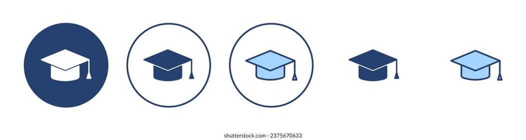 Vector de icono de educación. Signo y símbolo del tapón de graduación. Graduado. Número de estudiantes