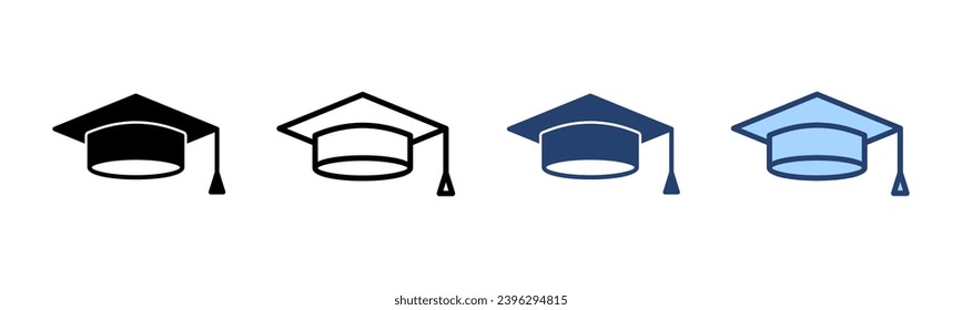 Vector de icono de educación. Signo y símbolo del tapón de graduación. Graduado. Número de estudiantes