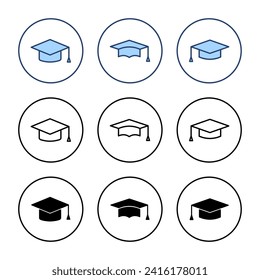 Vector de icono de educación. Signo y símbolo del tapón de graduación. Graduado. Número de estudiantes