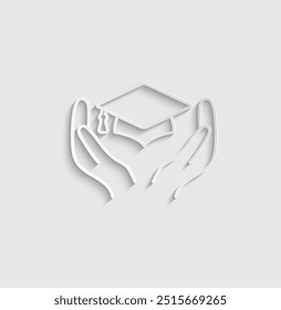 ícone educação vetor Sinal de boné de graduação 