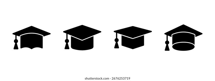 Vector de icono de Educación. Signo y símbolo del tope de graduación. Graduado. Gorra de estudiantes