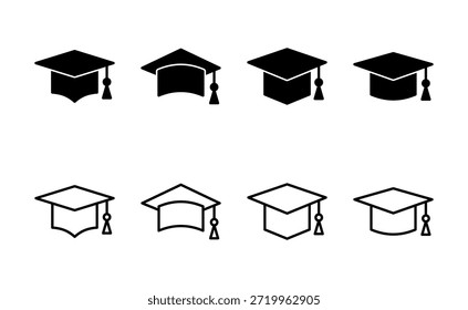 Vector de icono de Educación. Signo y símbolo del tope de graduación. Graduado. Gorra de estudiantes