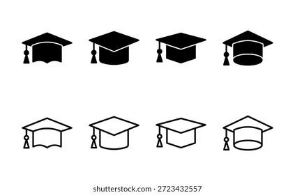 Vector de icono de Educación. Signo y símbolo del tope de graduación. Graduado. Gorra de estudiantes