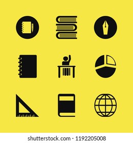education icon. education vector icons set ruler, globe, notebook pencil and notebook