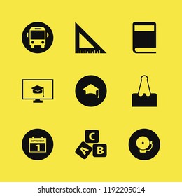 education icon. education vector icons set online education, school bell, ruler and paper clip