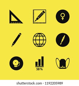 education icon. education vector icons set pencil, school bell, globe and diagram