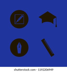 education icon. education vector icons set graduation hat, fountain pen, ruler and pencil