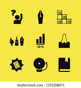 education icon. education vector icons set book, fountain pen, holy quran and paper clip
