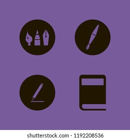 education icon. education vector icons set drawing painting tools, pencil, fountain pen and book