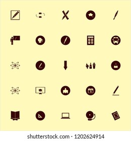 education icon. education vector icons set graduation hat, ruler, calculator and atom